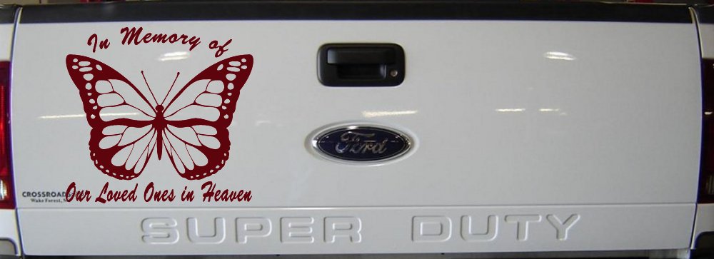 In Memory Of Our Loved Ones In Heaven Butterfly Butterflies Car or Truck Window Decal Sticker (Purple Red)