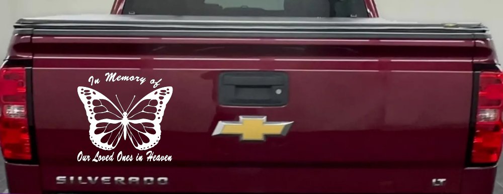 In Memory Of Our Loved Ones In Heaven Butterfly Butterflies Car or Truck Window Decal Sticker (White)