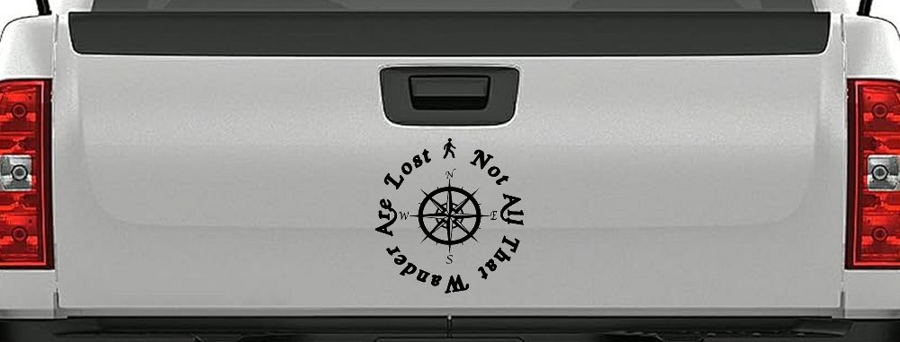 Not All Who Wander Are Lost With Compass Other Car or Truck Window Vinyl Decal Sticker (Black)