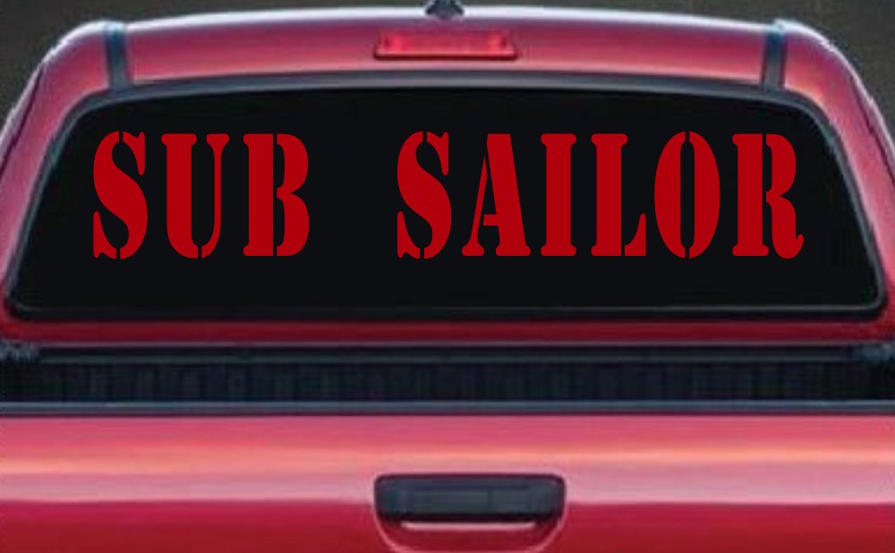 Sub Sailor Military Car or Truck Window Decal Sticker (Red)