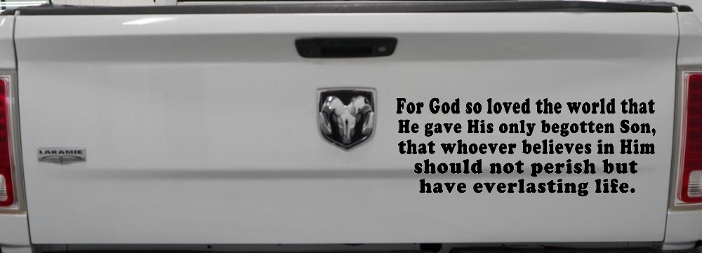 John 3 16 For So God Loved The World Christian Car or Truck Window Decal Sticker (Black)
