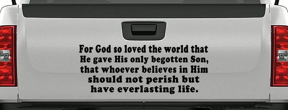 John 3 16 For So God Loved The World Christian Car or Truck Window Decal Sticker (Black)