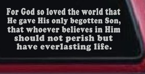 John 3 16 For So God Loved The World Christian Car or Truck Window Decal Sticker (Light Gray)