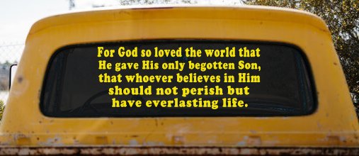 John 3 16 For So God Loved The World Christian Car or Truck Window Decal Sticker (Yellow)