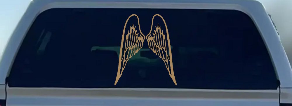 Angel Wings Christian Car or Truck Window Decal Sticker (Light Brown)
