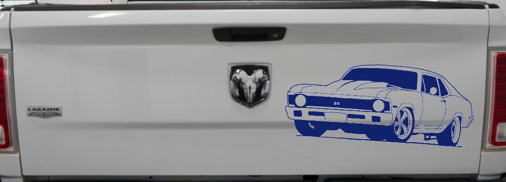 Chevy Nova Car or Truck Window Decal Sticker (Navy)