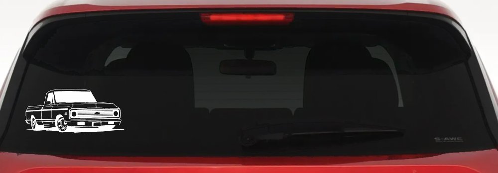 Classic Chevrolet C10 Truck Garage Decals Car or Truck Window Decal Sticker (White)