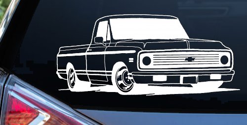 Classic Chevrolet C10 Truck Garage Decals Car or Truck Window Decal Sticker (White)
