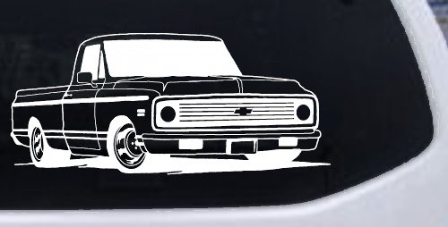Classic Chevrolet C10 Truck Garage Decals Car or Truck Window Decal Sticker (White)