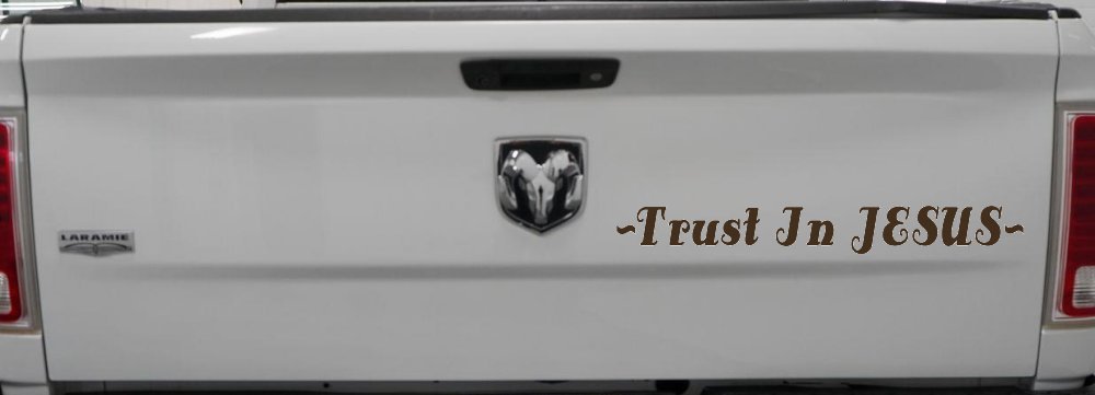 Trust In Jesus Christian Car or Truck Window Decal Sticker (Brown)