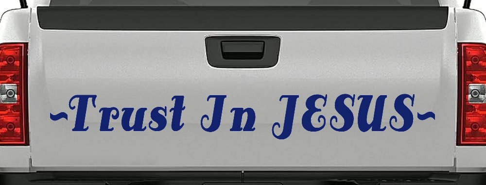 Trust In Jesus Christian Car or Truck Window Decal Sticker (Navy)