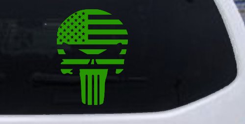Punisher Skull With American US Flag Horizontal  Skulls Car or Truck Window Decal Sticker