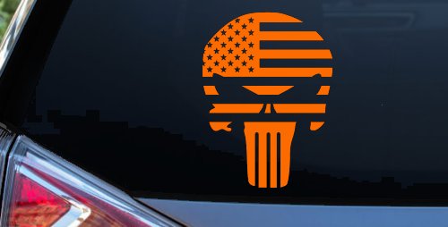 Punisher Skull With American US Flag Horizontal  Skulls Car or Truck Window Decal Sticker