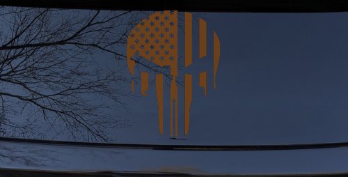 Punisher Skull With American US Flag Vertical Skulls Car or Truck Window Decal Sticker