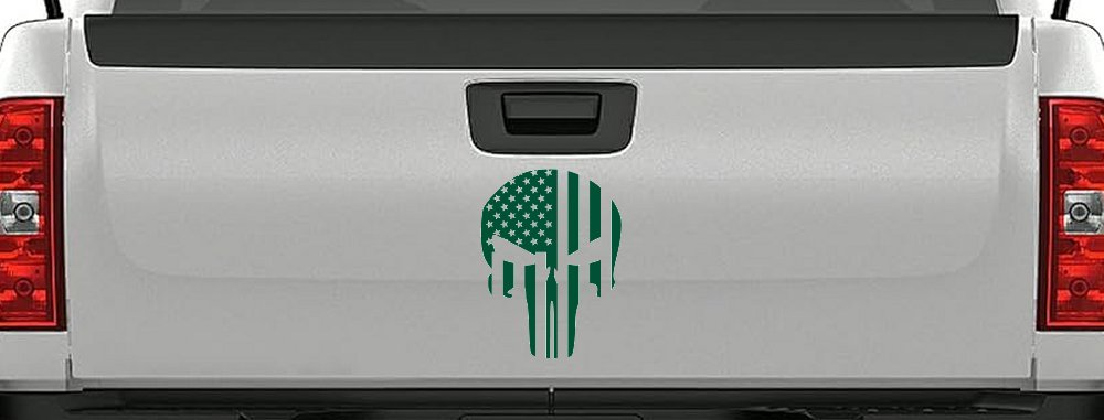 Punisher Skull With American US Flag Vertical Skulls Car or Truck Window Decal Sticker