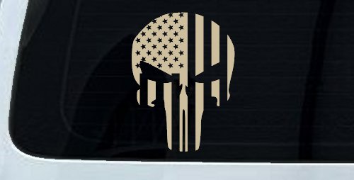 Punisher Skull With American US Flag Vertical Skulls Car or Truck Window Decal Sticker
