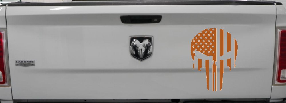 Punisher Skull With American US Flag Vertical Skulls Car or Truck Window Decal Sticker