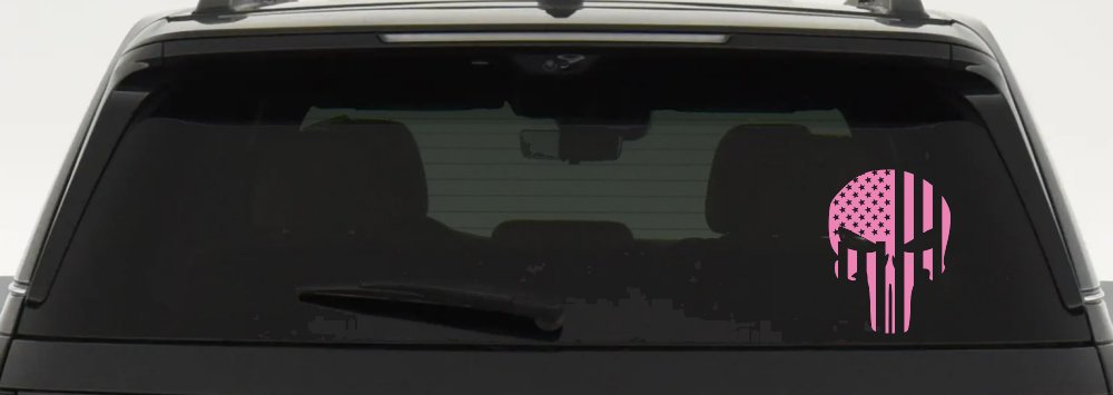 Punisher Skull With American US Flag Vertical Skulls Car or Truck Window Decal Sticker