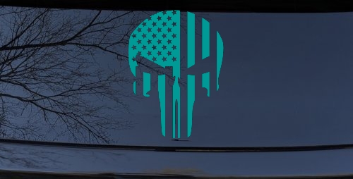 Punisher Skull With American US Flag Vertical Skulls Car or Truck Window Decal Sticker