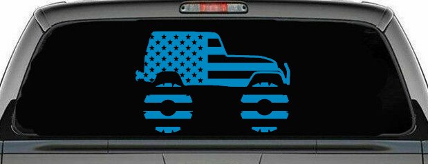 US American Flag Jeep Off Road Car or Truck Window Decal Sticker