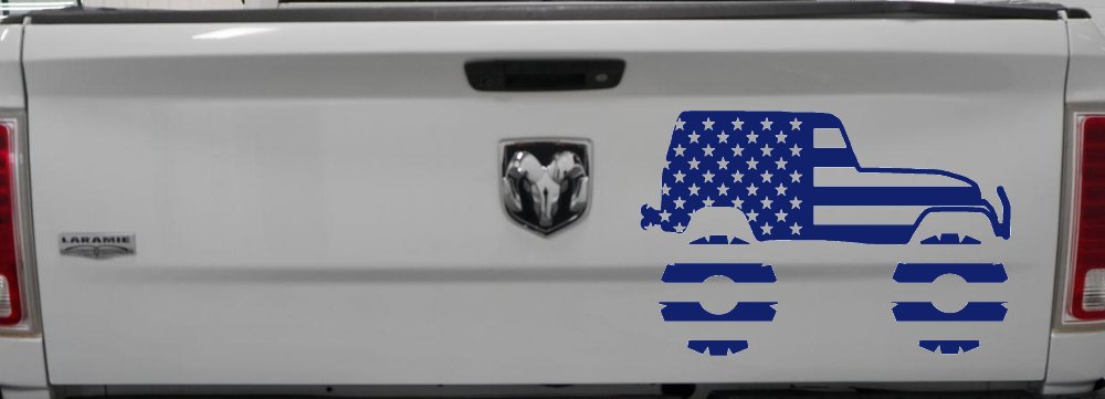 US American Flag Jeep Off Road Car or Truck Window Decal Sticker (Navy)