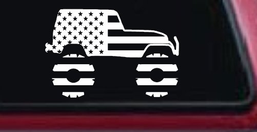 US American Flag Jeep Off Road Car or Truck Window Decal Sticker