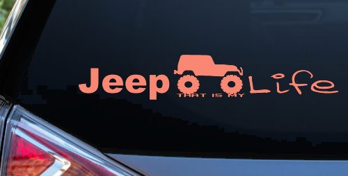 Jeep Thats My Life Off Road Car or Truck Window Decal Sticker (Coral)