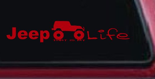 Jeep Thats My Life Off Road Car or Truck Window Decal Sticker (Red)