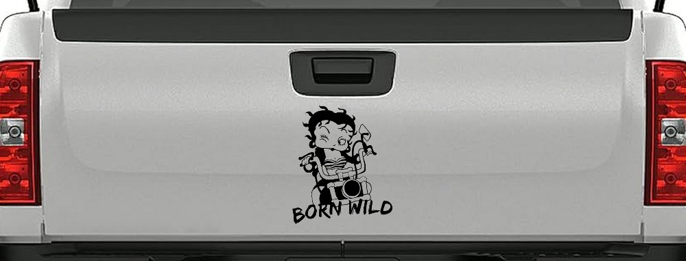 Betty Boop Born Wild Motorcycle Lady Biker Car or Truck Window Decal Sticker