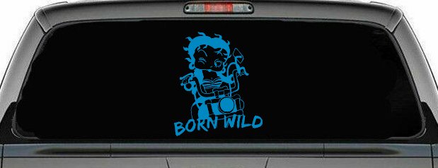 Betty Boop Born Wild Motorcycle Lady Biker Car or Truck Window Decal Sticker