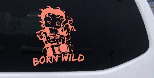 Betty Boop Born Wild Motorcycle Lady Biker Car or Truck Window Decal Sticker