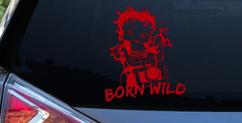 Betty Boop Born Wild Motorcycle Lady Biker Car or Truck Window Decal Sticker