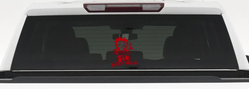 Betty Boop Born Wild Motorcycle Lady Biker Car or Truck Window Decal Sticker
