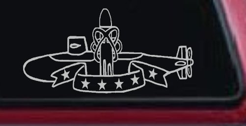 SSBN Deterrent Patrol Insignia Military Car or Truck Window Decal Sticker (Light Gray)