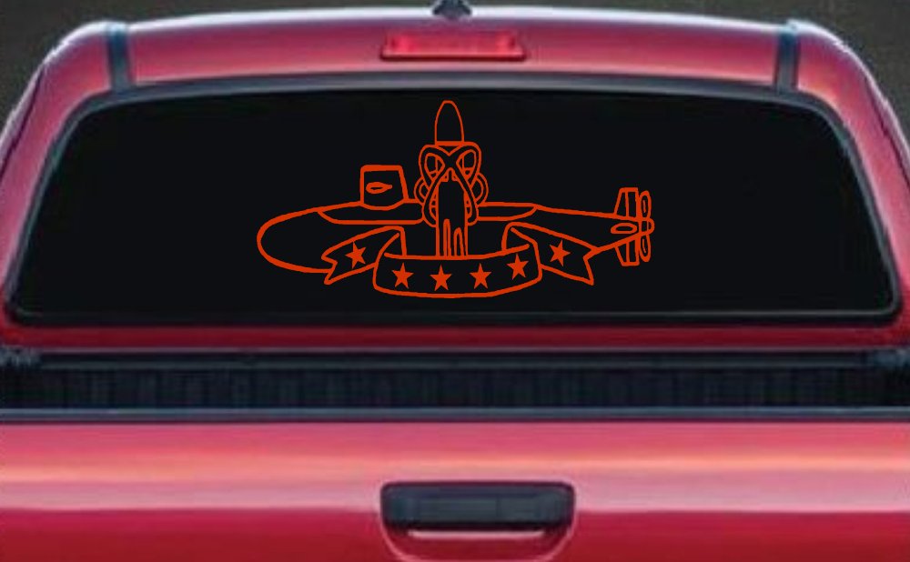 SSBN Deterrent Patrol Insignia Military Car or Truck Window Decal Sticker (Orange Red)