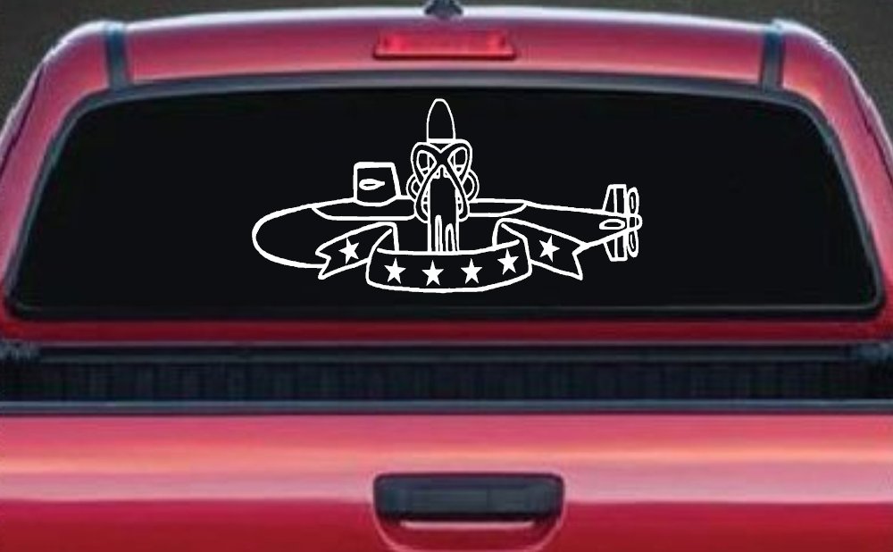 SSBN Deterrent Patrol Insignia Military Car or Truck Window Decal Sticker (White)