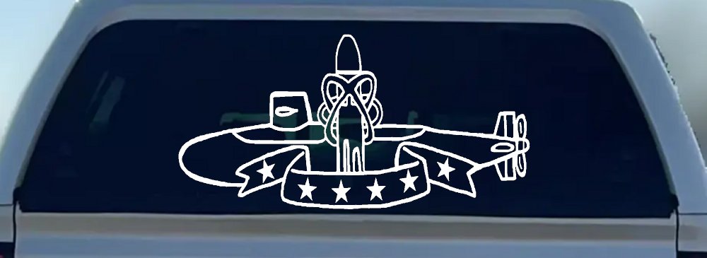 SSBN Deterrent Patrol Insignia Military Car or Truck Window Decal Sticker (White)