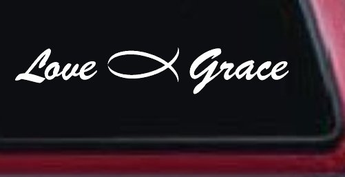 Love Christian Fish Grace Car or Truck Window Vinyl Decal Sticker (White)