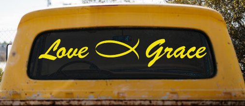 Love Christian Fish Grace Car or Truck Window Vinyl Decal Sticker (Yellow)
