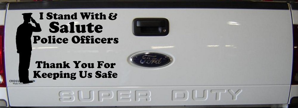 I Stand With Salute Police Officers Pro Police Car or Truck Window Decal Sticker (Black)