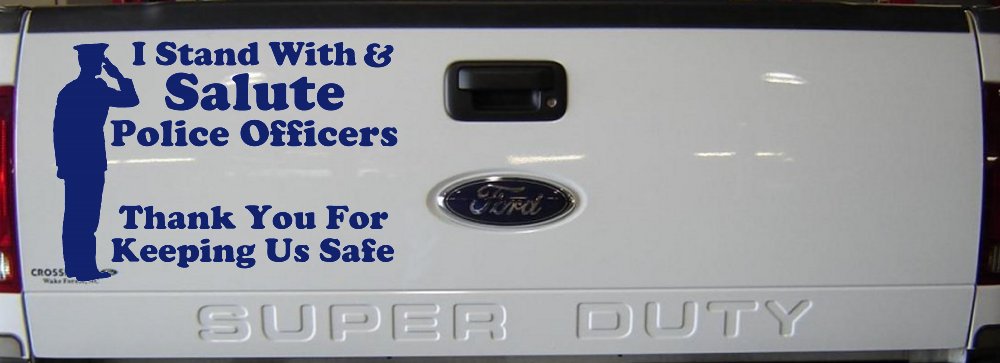I Stand With Salute Police Officers Pro Police Car or Truck Window Decal Sticker (Navy)