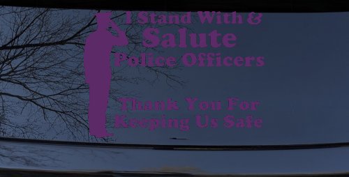 I Stand With Salute Police Officers Pro Police Car or Truck Window Decal Sticker (Violet)