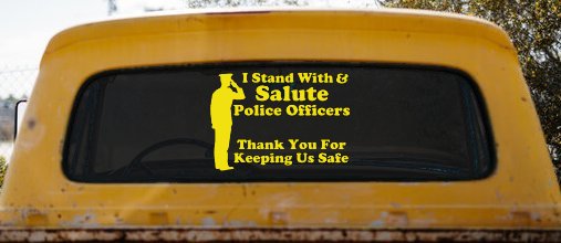 I Stand With Salute Police Officers Pro Police Car or Truck Window Decal Sticker (Yellow)