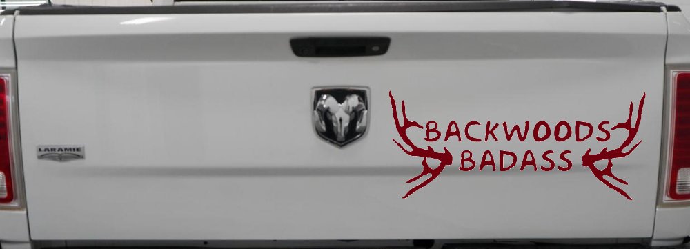 Backwoods Badass with Deer Horns Country Car or Truck Window Decal Sticker