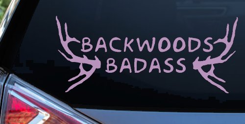 Backwoods Badass with Deer Horns Country Car or Truck Window Decal Sticker