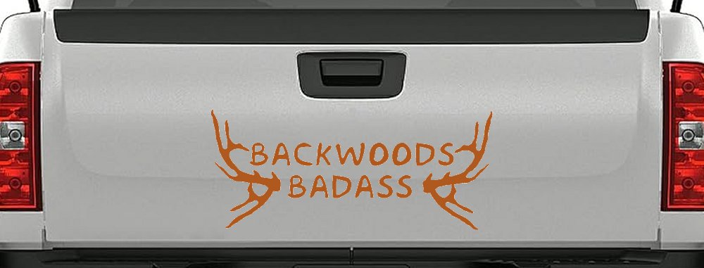 Backwoods Badass with Deer Horns Country Car or Truck Window Decal Sticker