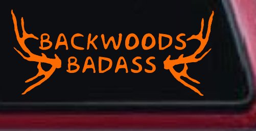 Backwoods Badass with Deer Horns Country Car or Truck Window Decal Sticker