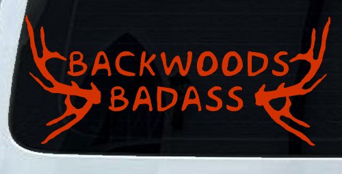 Backwoods Badass with Deer Horns Country Car or Truck Window Decal Sticker