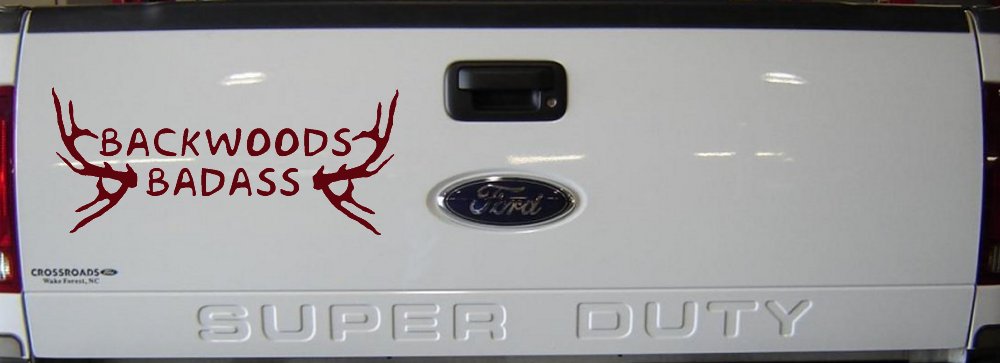Backwoods Badass with Deer Horns Country Car or Truck Window Decal Sticker