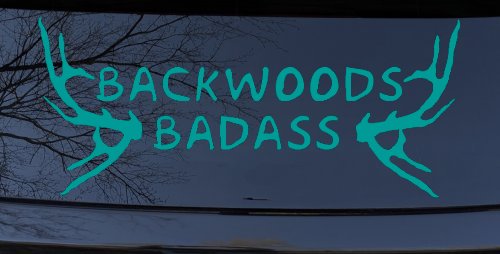 Backwoods Badass with Deer Horns Country Car or Truck Window Decal Sticker